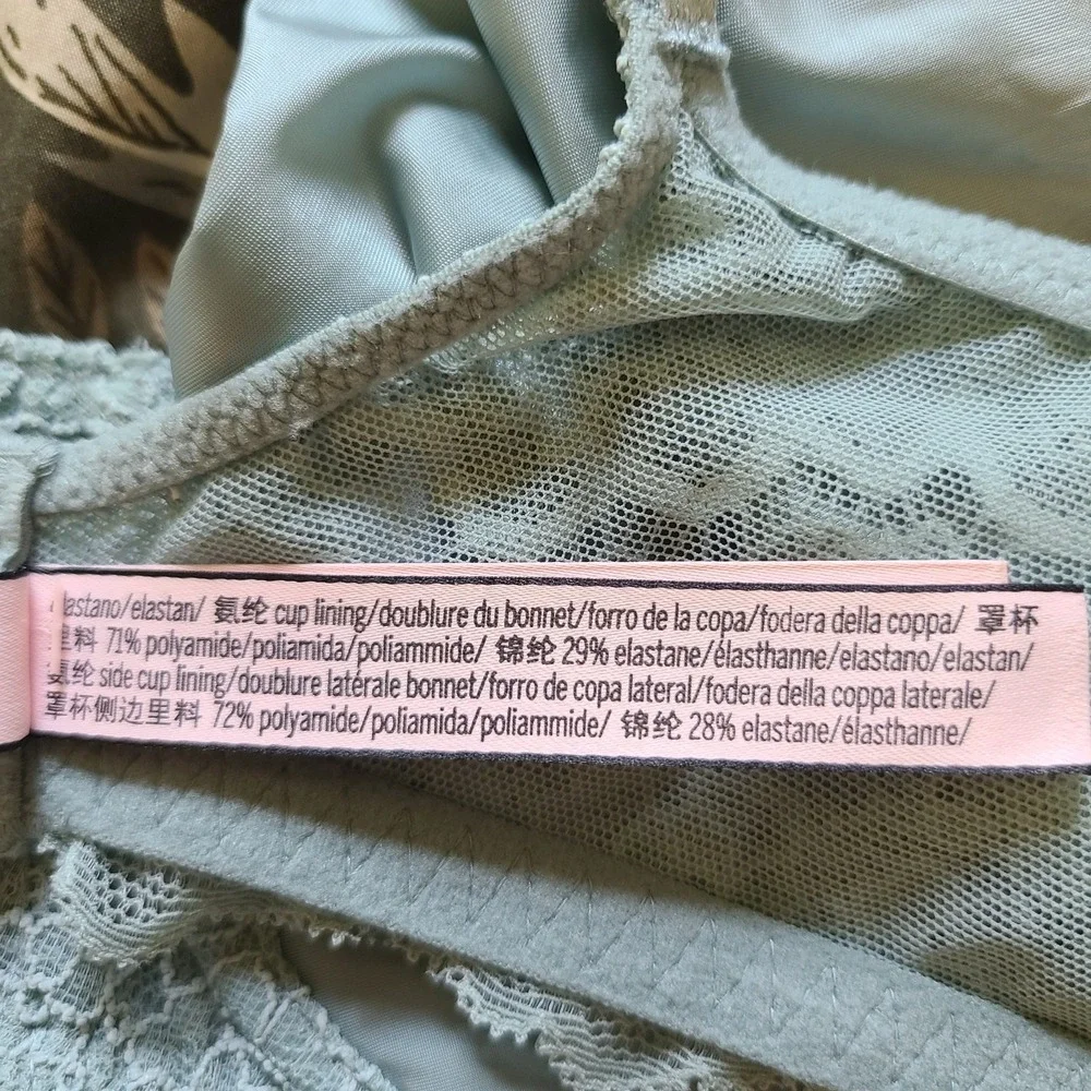 Victoria Secret Dream Angel Push Up Balconette Bra Womens 36D Lace Mint Romantic